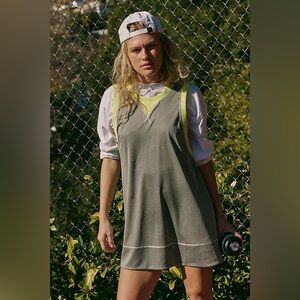 Free People FP Movement Walk Out One Piece Athletic Tank Mini Dress Gray NWT